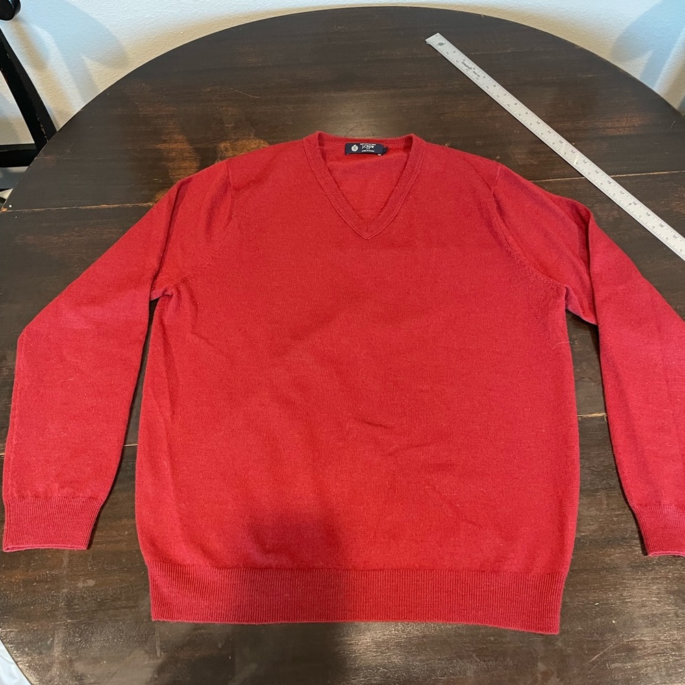 J. Crew Men's V-Neck Sweater in Vibrant Red